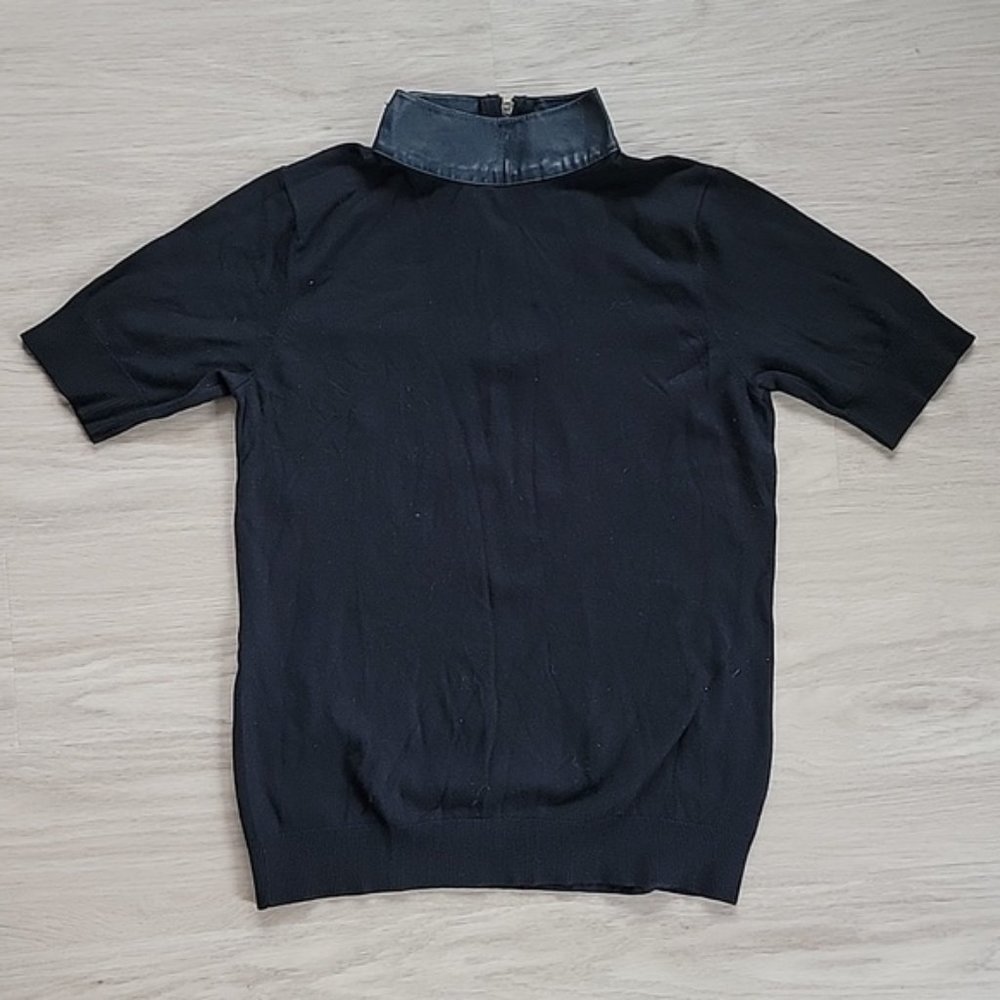 Anne Klein Faux Leather Tee Med